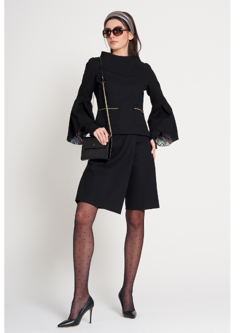 Black Coco Wool Top & Knee Length Skirt