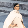 Evo Ivory Midi Dress with asymmetrical Cape:  Sizes 12 - Image 2